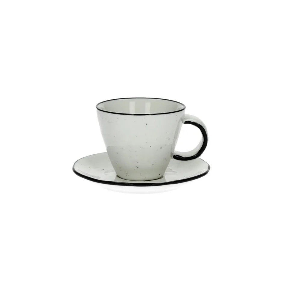 Pomax Vaisselle-BASIL - tasse à expresso & soucoupe - porcelaine - DIA 7 x H 6 cm - blanc
