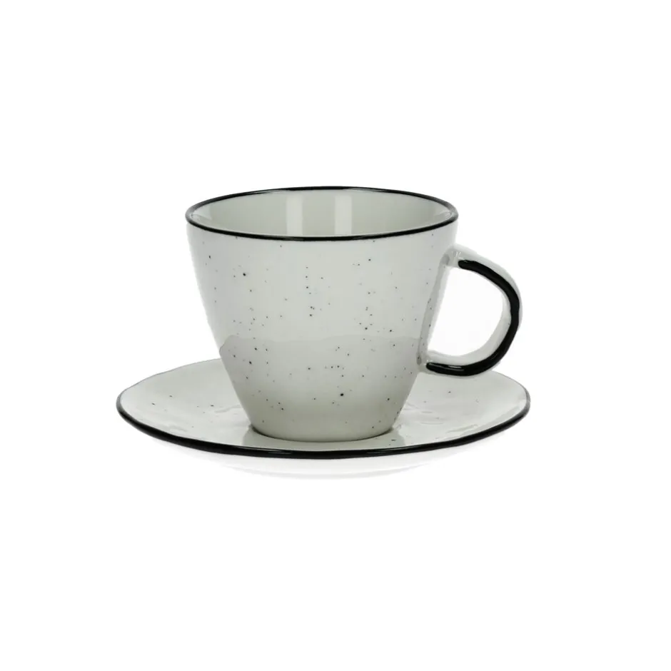 Pomax Vaisselle-BASIL - tasse & soucoupe - porcelaine - DIA 9 x H 8 cm - blanc