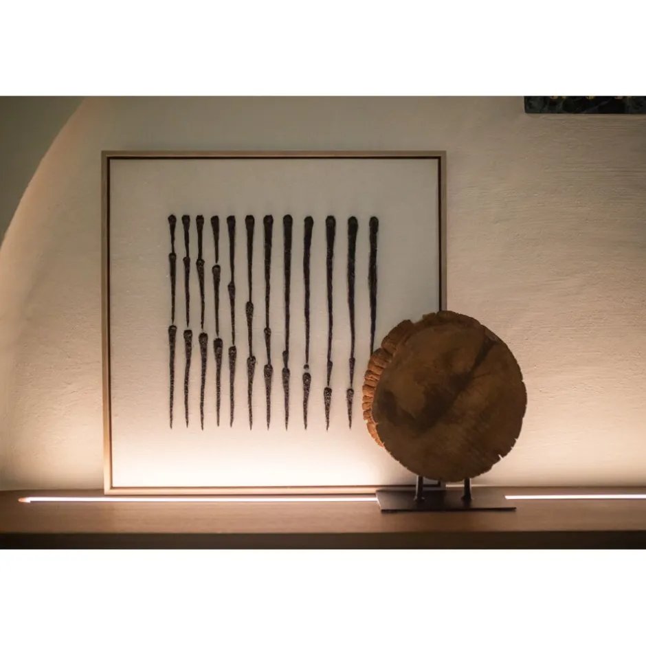 Pomax Tableau / Déco Murale-BERGAMO - toile avec cadre - lin / mdf - L 63 x W 4,3 x H 63 cm - noir/blanc