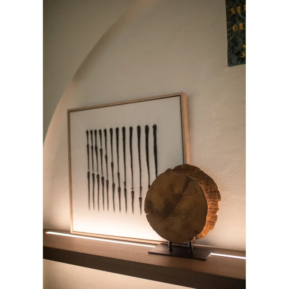 Pomax Tableau / Déco Murale-BERGAMO - toile avec cadre - lin / mdf - L 63 x W 4,3 x H 63 cm - noir/blanc