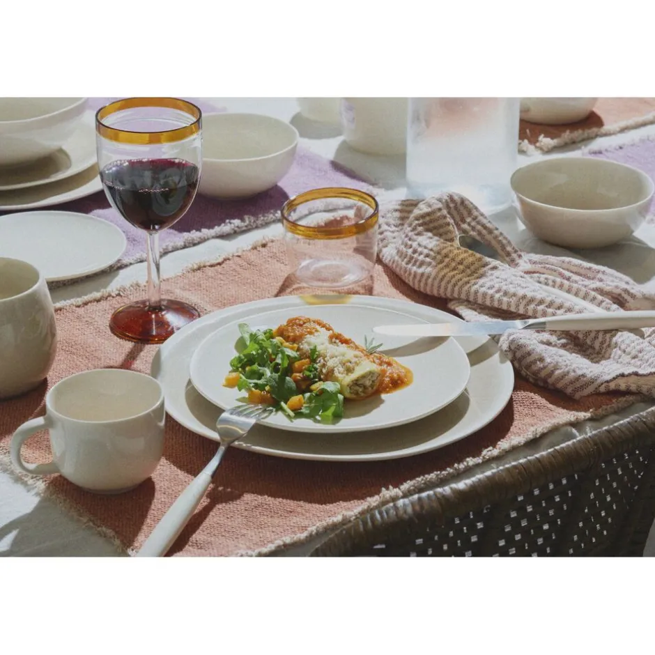 Pomax Vaisselle-BISCOTTI - assiette plate - porcelaine - DIA 26,8 x H 2 cm - gris/beige