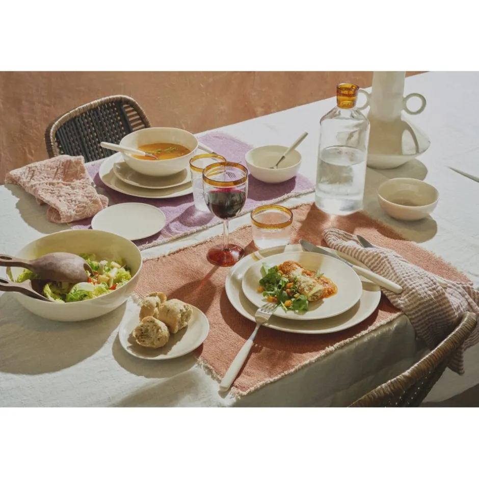 Pomax Vaisselle-BISCOTTI - assiette plate - porcelaine - DIA 26,8 x H 2 cm - gris/beige