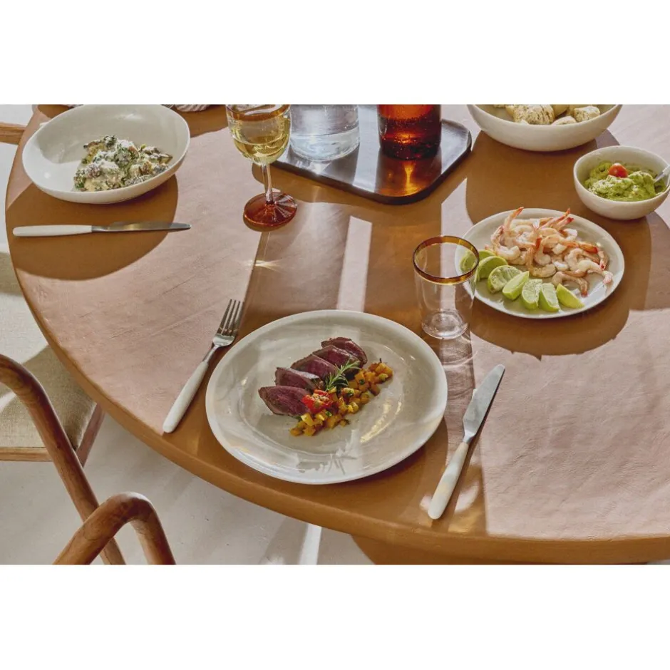 Pomax Vaisselle-BISCOTTI - assiette plate - porcelaine - DIA 26,8 x H 2 cm - gris/beige