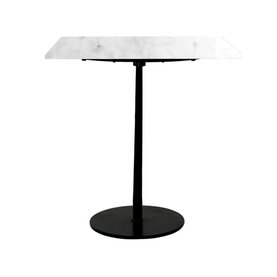 Pomax Tables-BISTRO - table à dîner - marbre / métal - L 70 x W 70 x H 76 cm - blanc