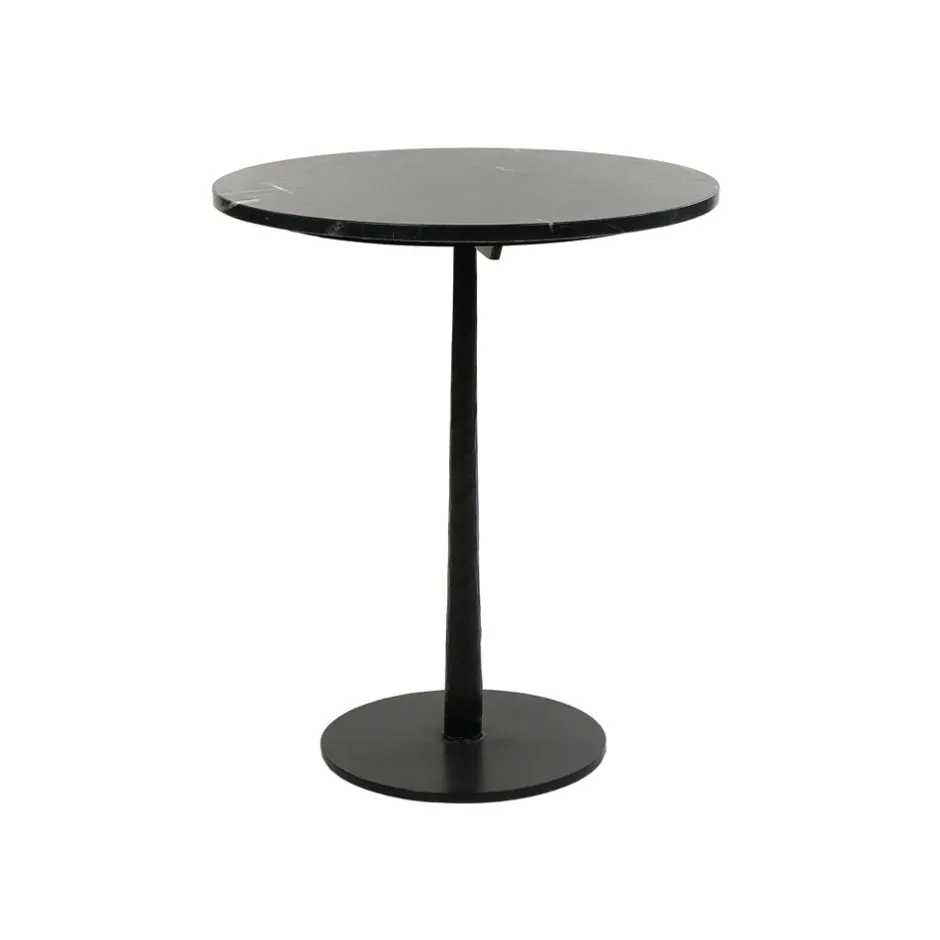 Pomax Tables-BISTRO - table apéro - marbre / métal - DIA 50 x H 60 cm - noir