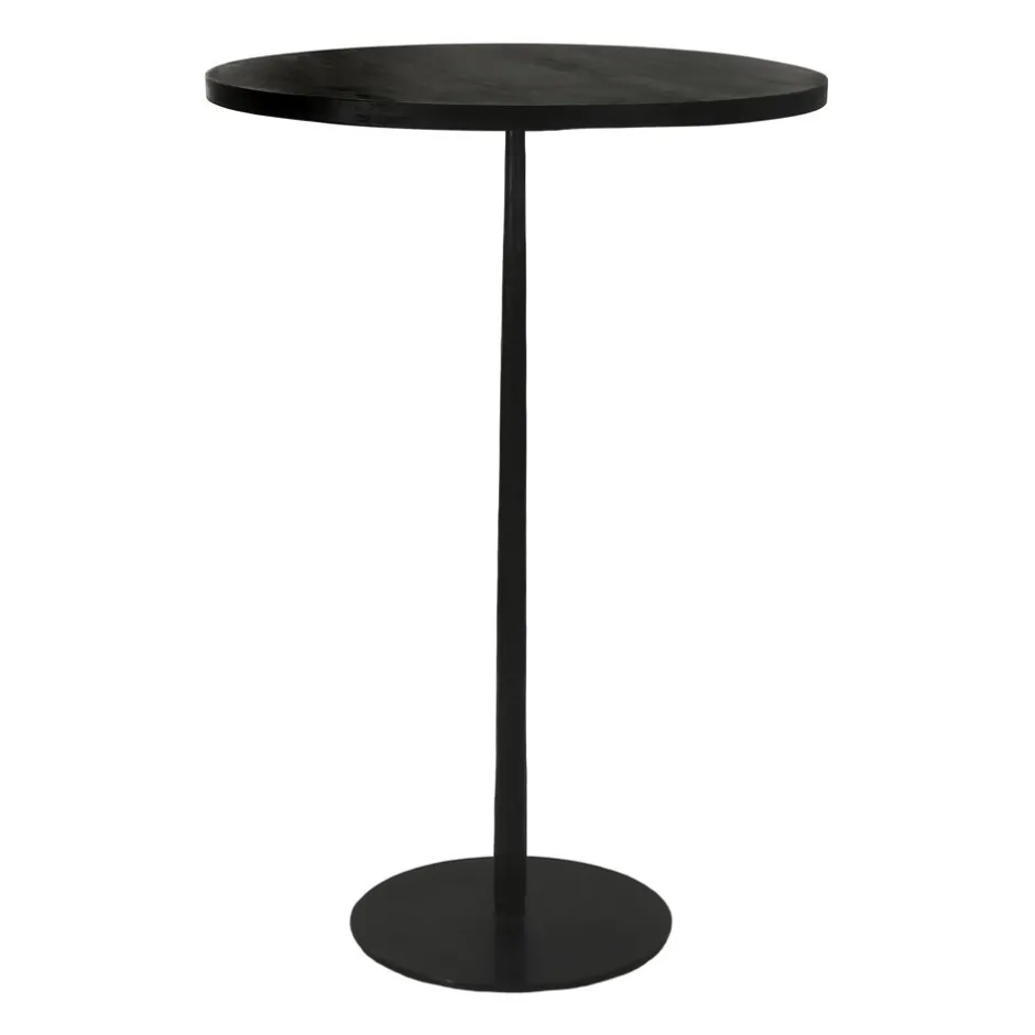 Pomax Tables-BISTRO - table de bar - bois de mangier / métal - DIA 70 x H 104 cm - noir