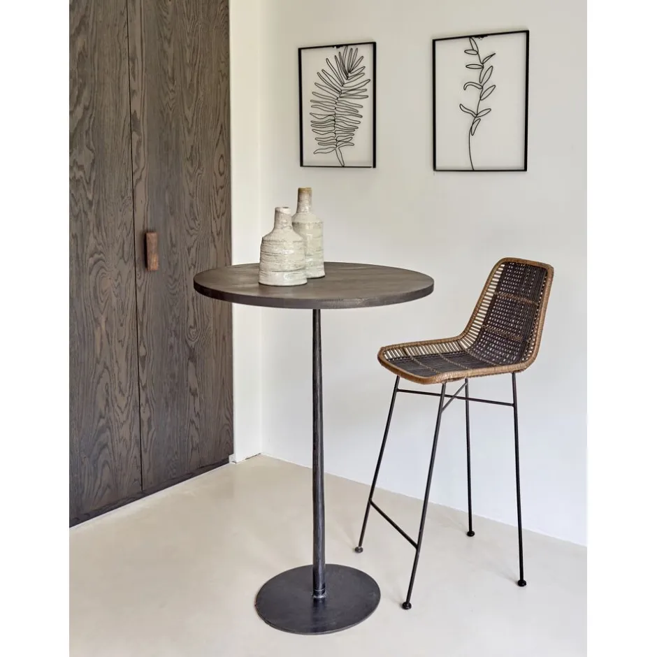 Pomax Tables-BISTRO - table de bar - bois de mangier / métal - DIA 70 x H 104 cm - noir