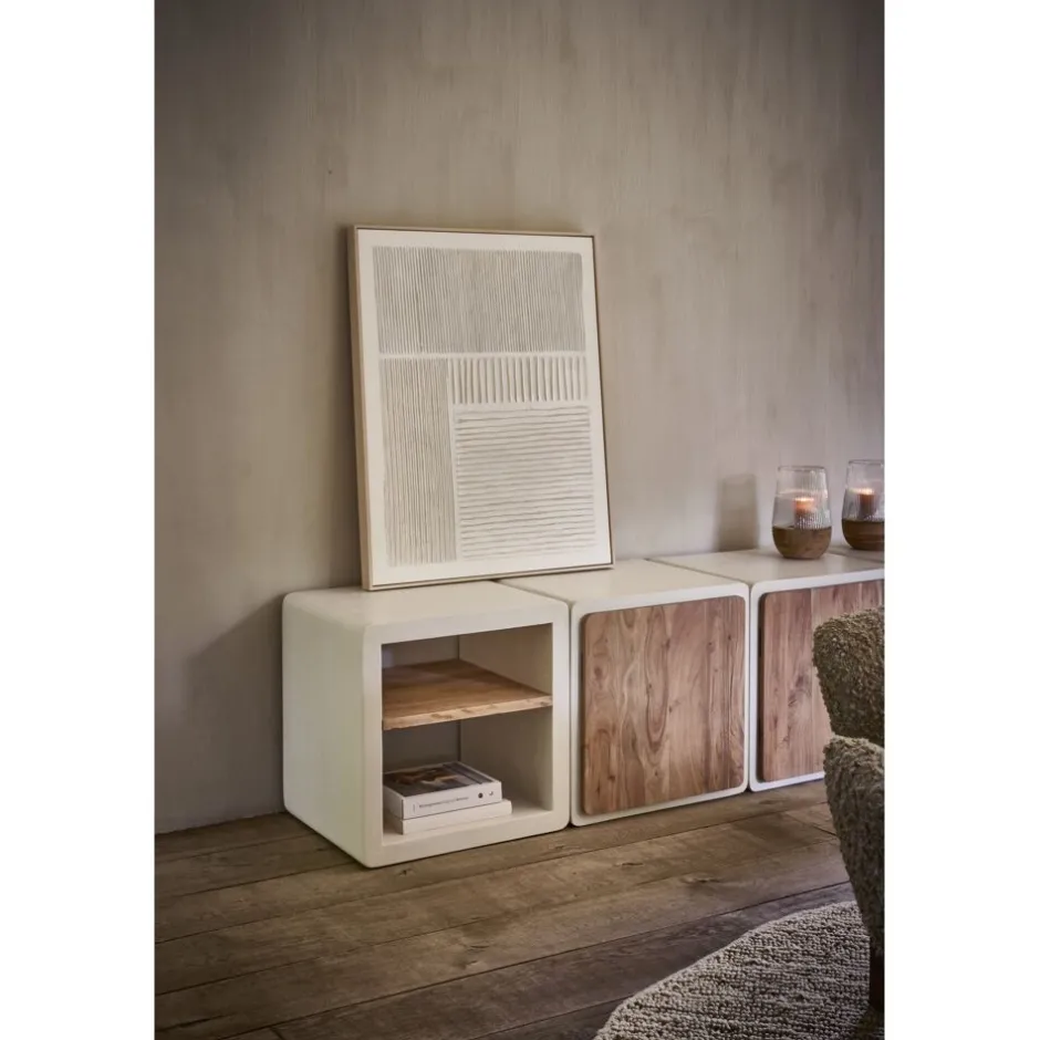 Pomax Tableau / Déco Murale-BLANCHE - toile avec cadre - bois de pin - L 80 x W 5 x H 100 cm - blanc