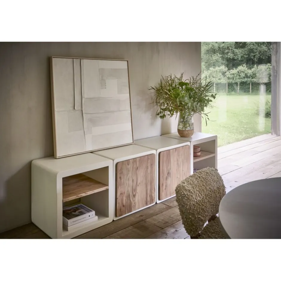 Pomax Tableau / Déco Murale-BLANCHE - toile avec cadre - bois de pin - L 100 x W 5 x H 100 cm - blanc