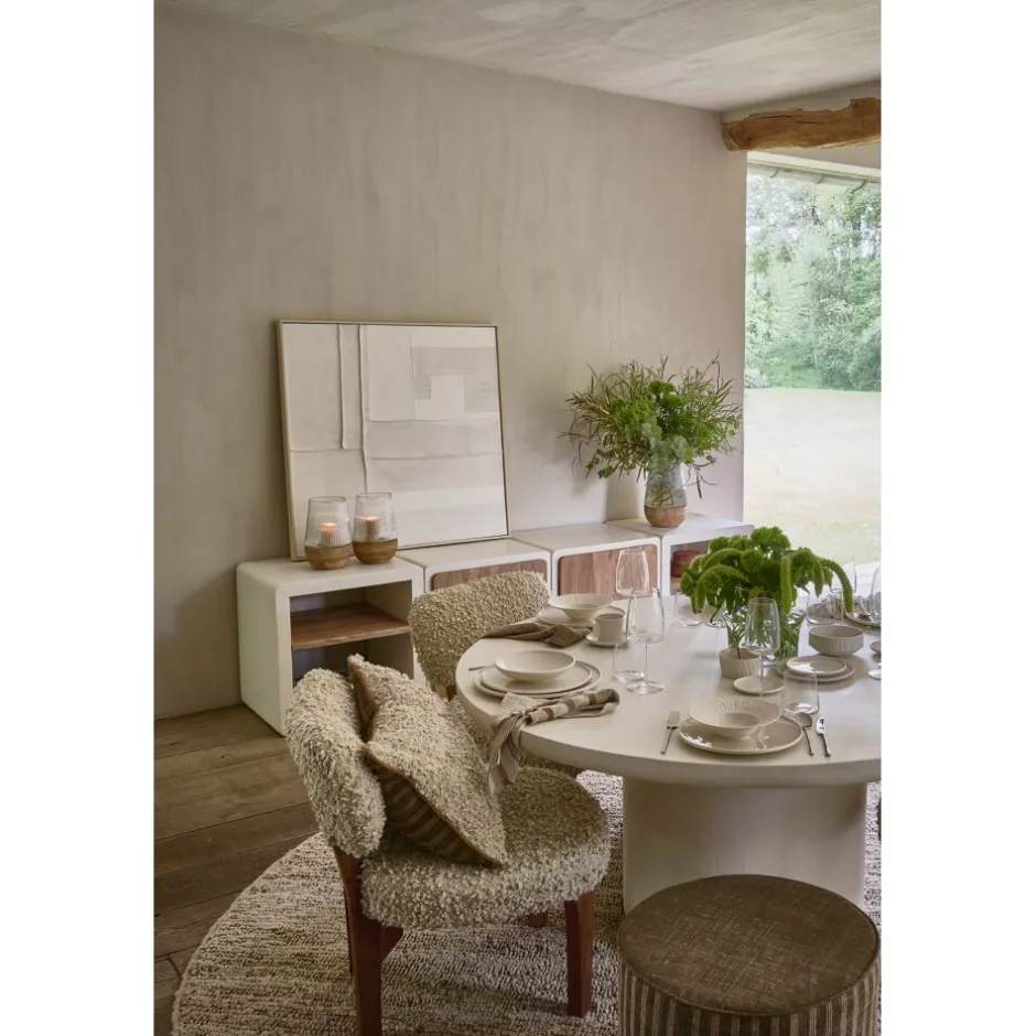 Pomax Tableau / Déco Murale-BLANCHE - toile avec cadre - bois de pin - L 100 x W 5 x H 100 cm - blanc