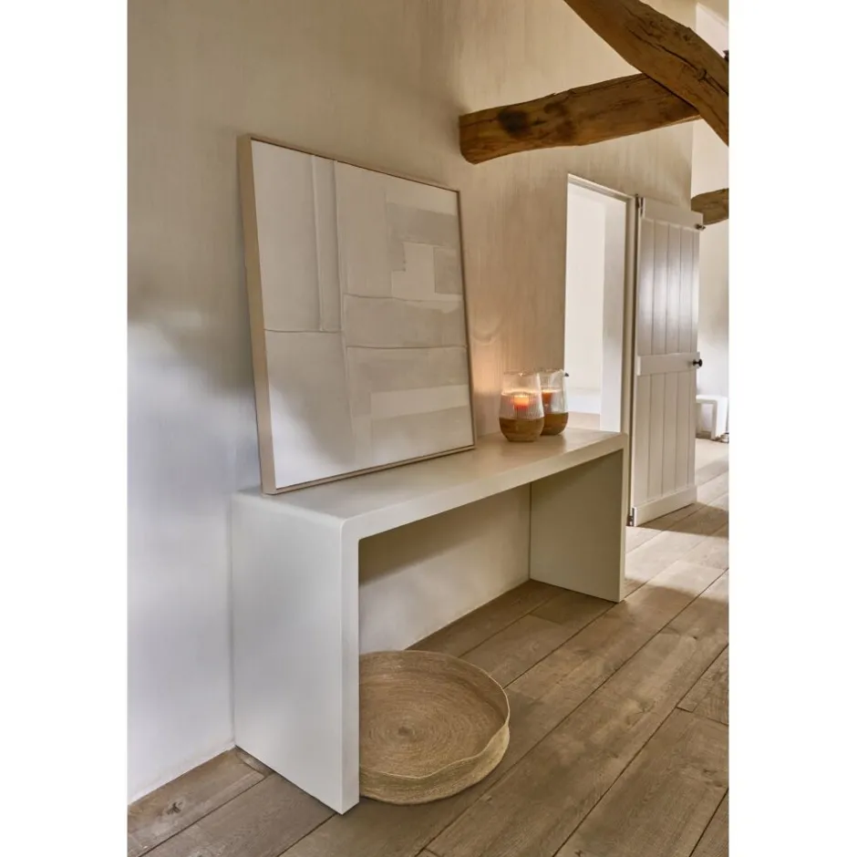 Pomax Tableau / Déco Murale-BLANCHE - toile avec cadre - bois de pin - L 100 x W 5 x H 100 cm - blanc