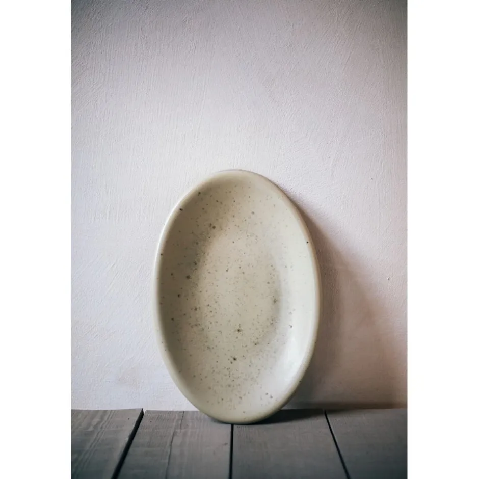 Pomax Vaisselle-BOSQUE - assiette de présentation - grès - L 40 x W 27 x H 4 cm - olive