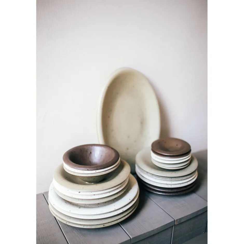 Pomax Vaisselle-BOSQUE - assiette de présentation - grès - L 40 x W 27 x H 4 cm - olive