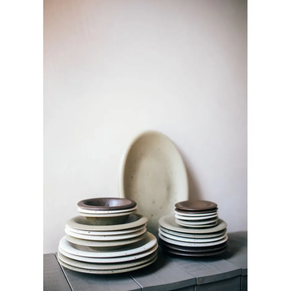 Pomax Vaisselle-BOSQUE - assiette de présentation - grès - L 40 x W 27 x H 4 cm - olive