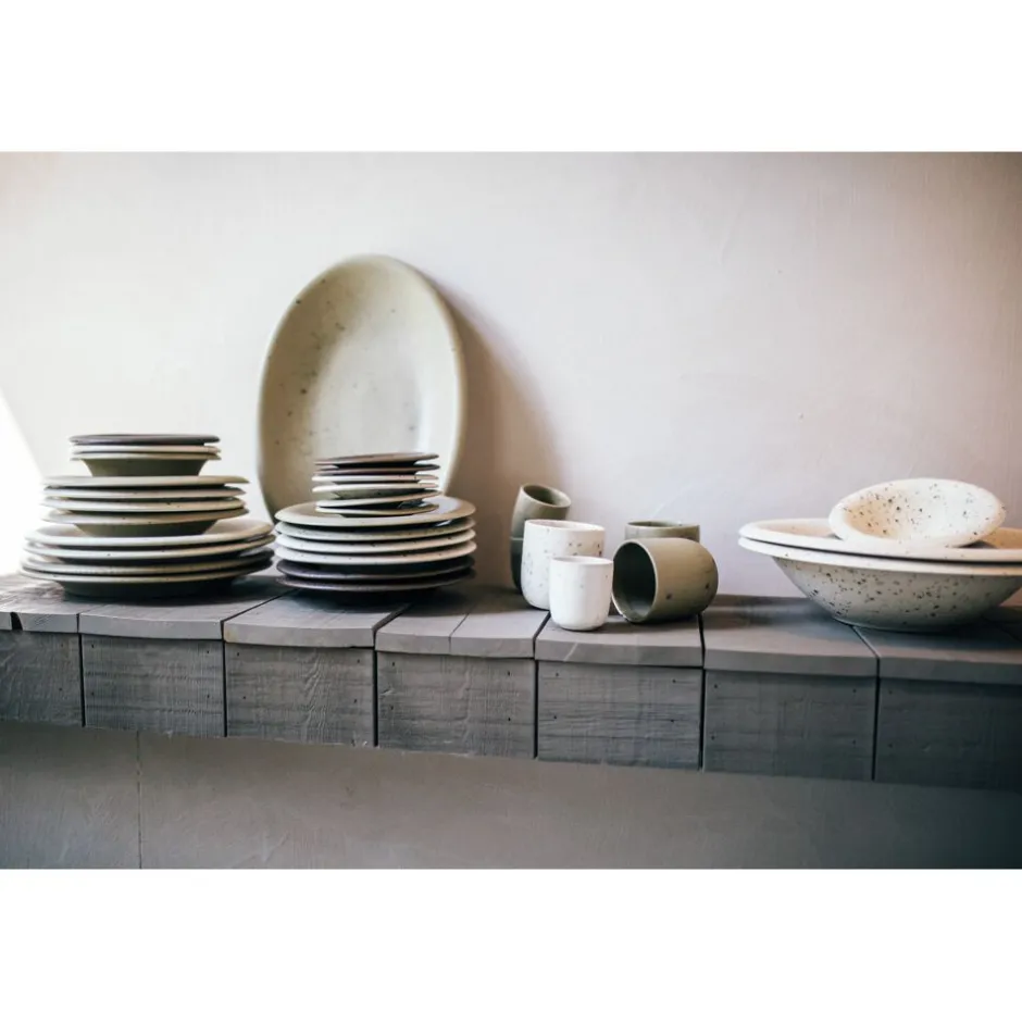 Pomax Vaisselle-BOSQUE - assiette de présentation - grès - L 40 x W 27 x H 4 cm - olive