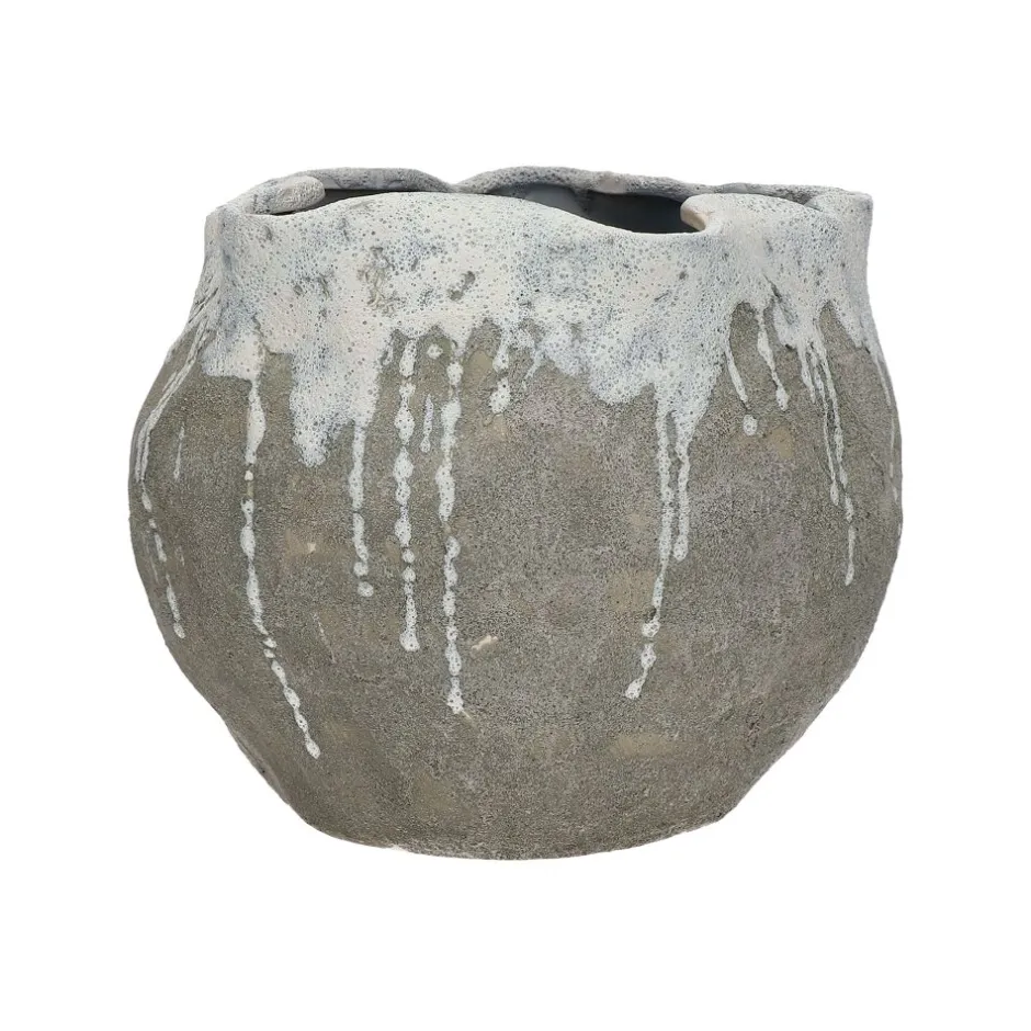 Pomax Vases-BOUSQ - vase - grès - L 27,5 x W 26 x H 22 cm - blanc