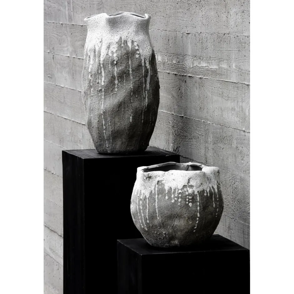 Pomax Vases-BOUSQ - vase - grès - L 27,5 x W 26 x H 22 cm - blanc