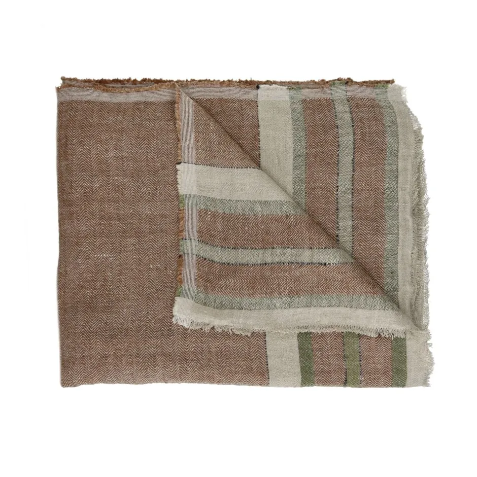 Pomax Plaids-BRUNELLO - nappe de table / plaid - lin - L 170 x W 130 cm - mix de couleurs