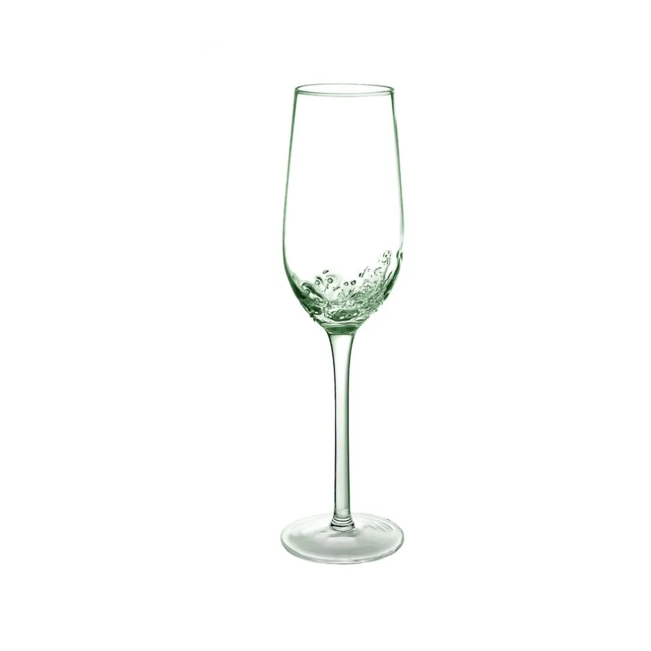Pomax Verres-BUBBLE - flûte à champagne - verre - DIA 5 x H 25 cm - vert pâle