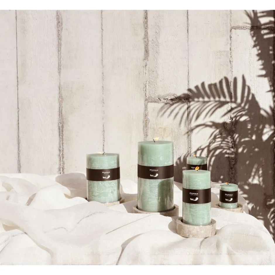 Pomax Bougies-CANDLE - bougie - cire de paraffine - DIA 10 x H 20 cm - aqua clair