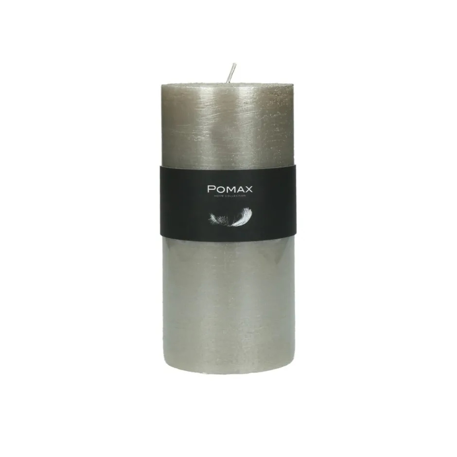 Pomax Bougies-CANDLE - bougie - cire de paraffine - DIA 7 x H 14 cm - argent