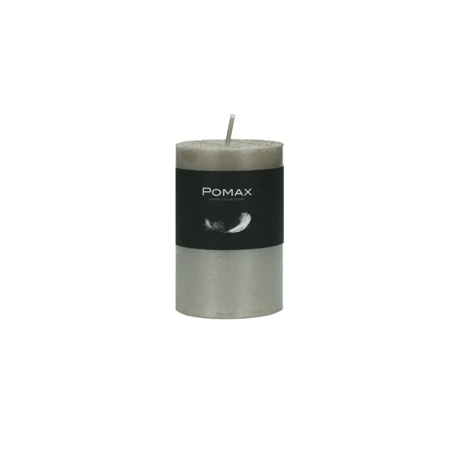 Pomax Bougies-CANDLE - bougie - cire de paraffine - DIA 5 x H 8 cm - argent