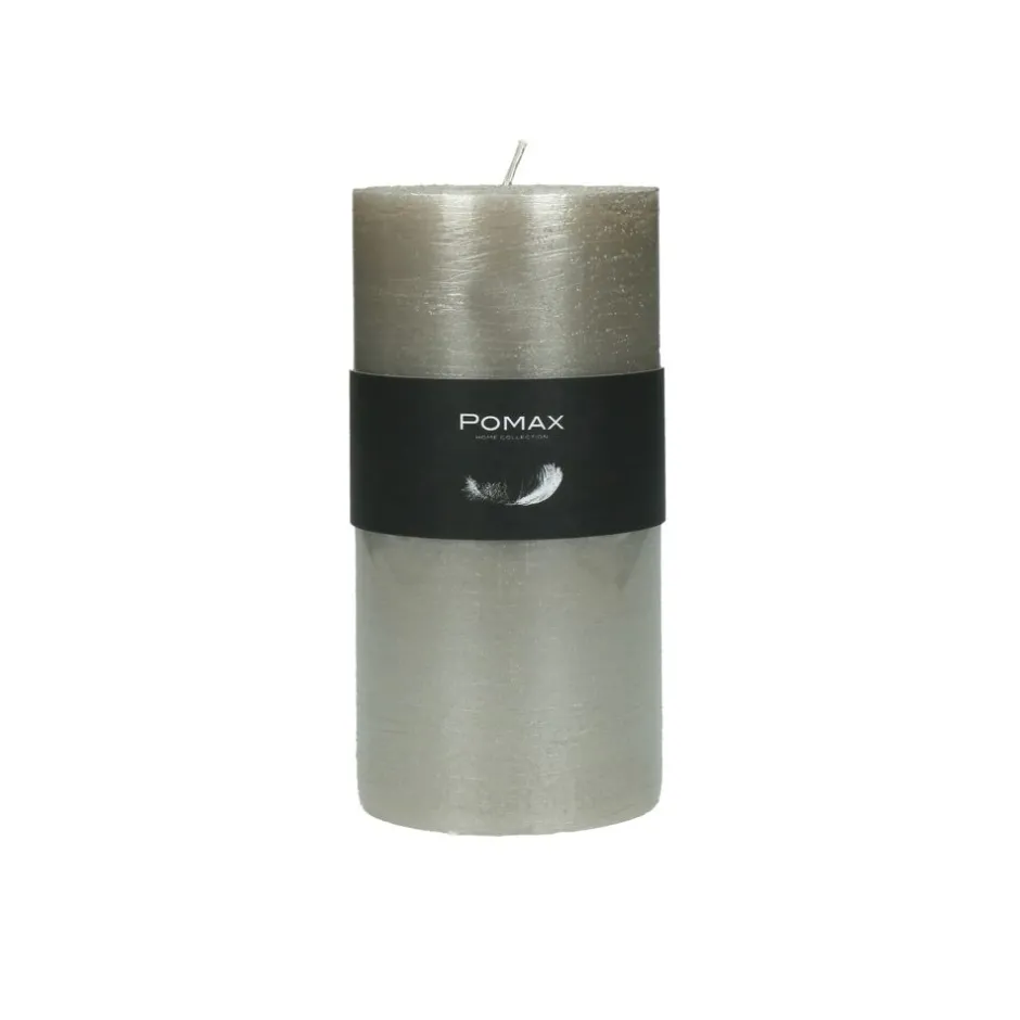 Pomax Bougies-CANDLE - bougie - cire de paraffine - DIA 7 x H 14 cm - argent