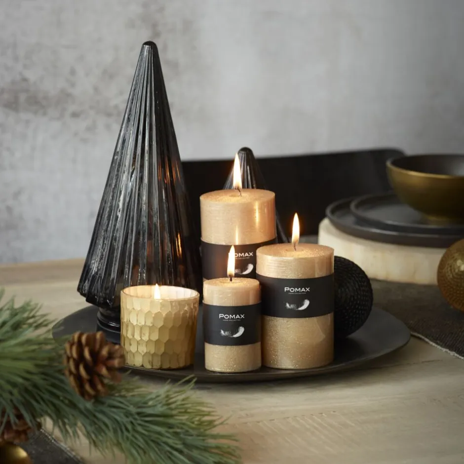 Pomax Bougies-CANDLE - bougie - cire de paraffine - DIA 7 x H 10 cm - champagne