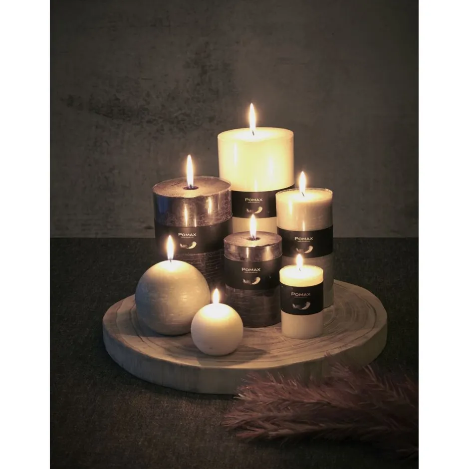 Pomax Bougies-CANDLE - bougie - cire de paraffine - DIA 10 x H 20 cm - lin