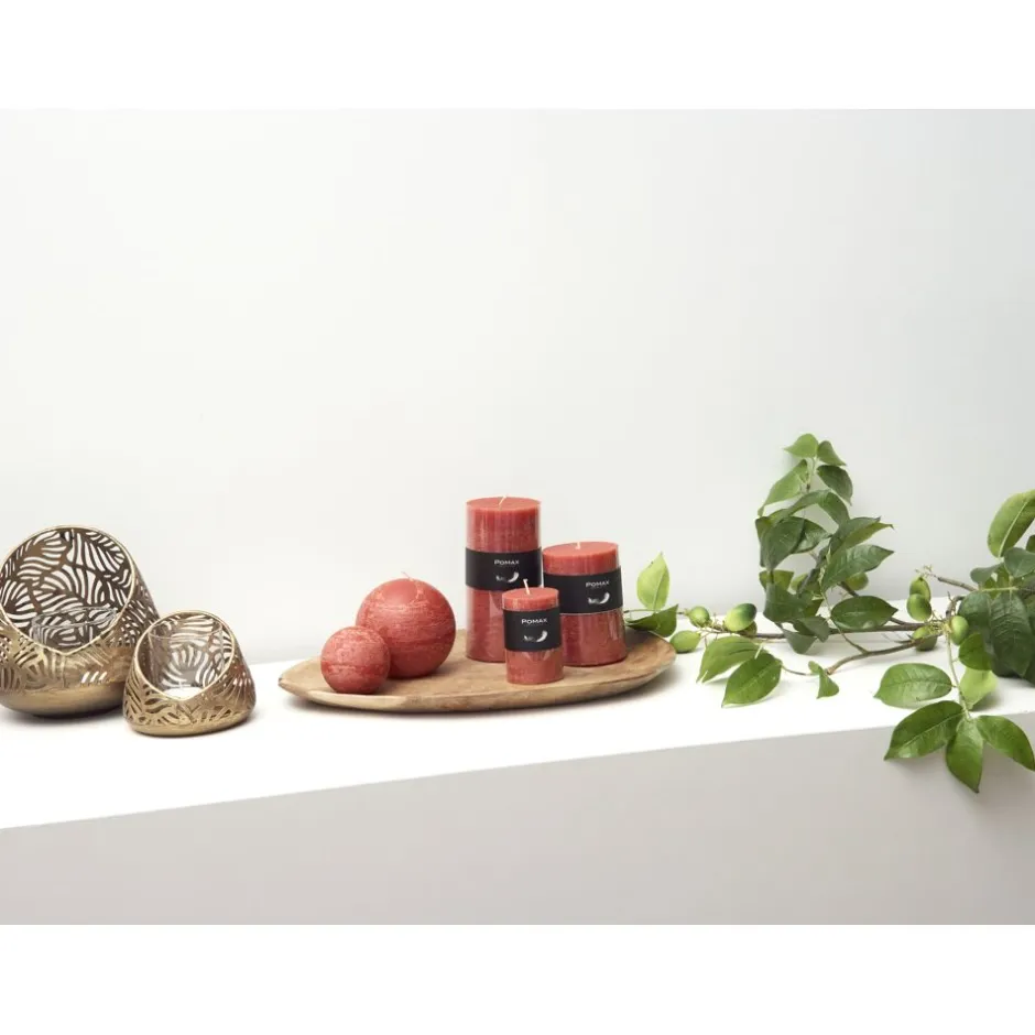 Pomax Bougies-CANDLE - bougie - cire de paraffine - DIA 7 x H 10 cm - terracotta