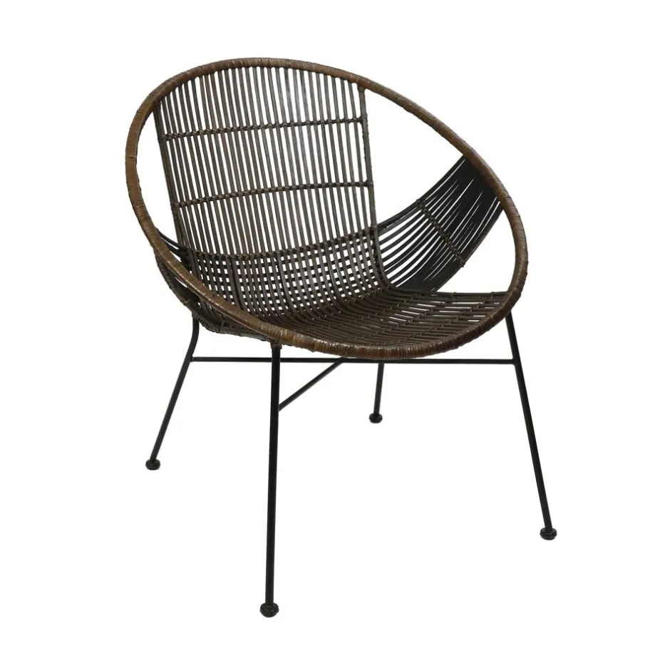 Pomax Canapés-CAPPUCCINO - chaise relax - rotin / métal - L 70 x W 67 x H 79 cm - brun foncé