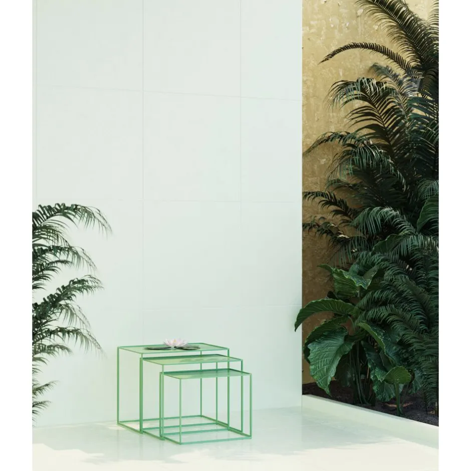 Pomax Tables Basses | Tables-CENTURY - set/3 tables basses/d'appoint - métal - L 44/50/56 x W 23/27/31 x H 35/41/45 cm - vert