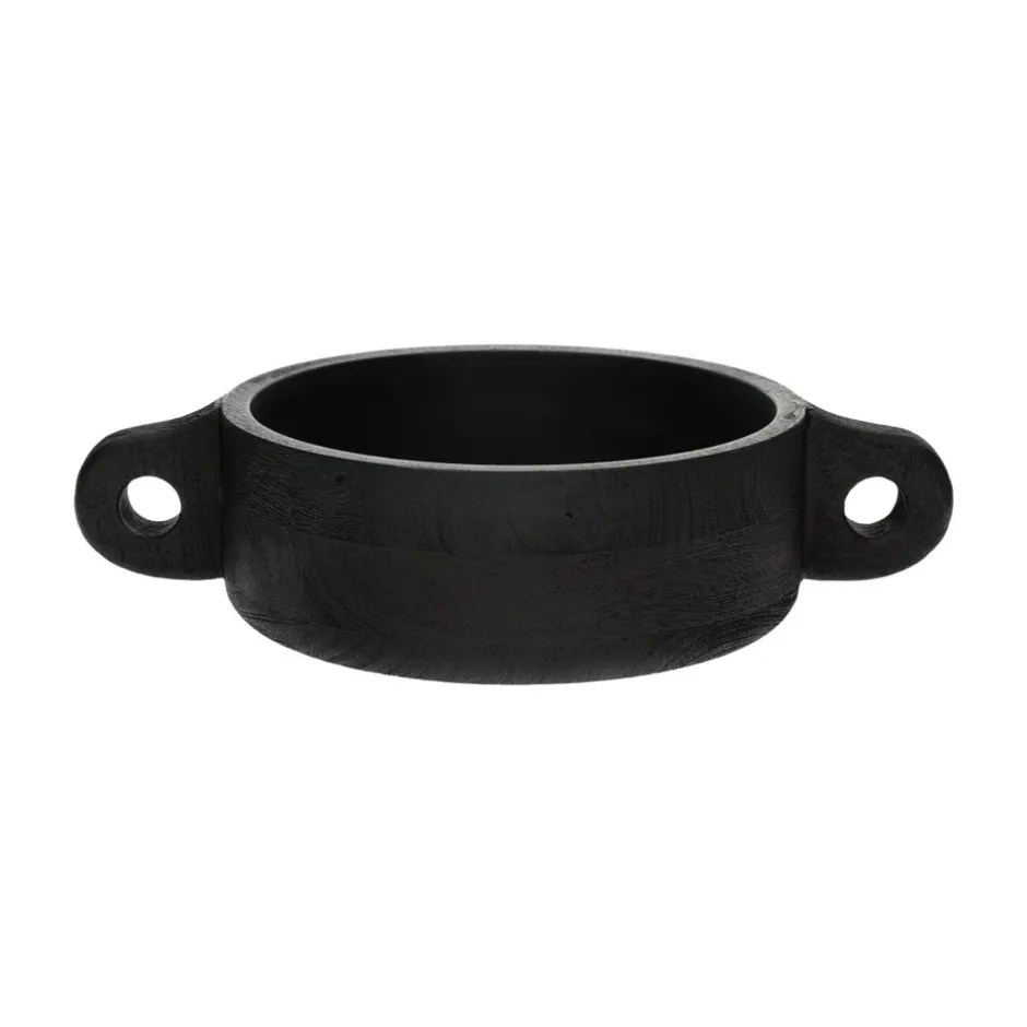 Pomax Bols & Paniers-CHANELLE - bol - bois de mangier - L 36,5 x W 24 x H 9 cm - noir