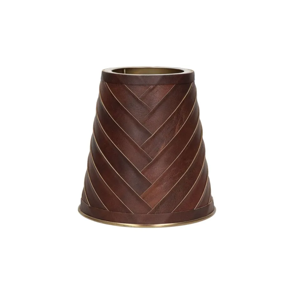 Pomax Lampes De Table-CINETTE - lampe de table - métal / cuir - DIA 19 x H 51 cm - chocolat