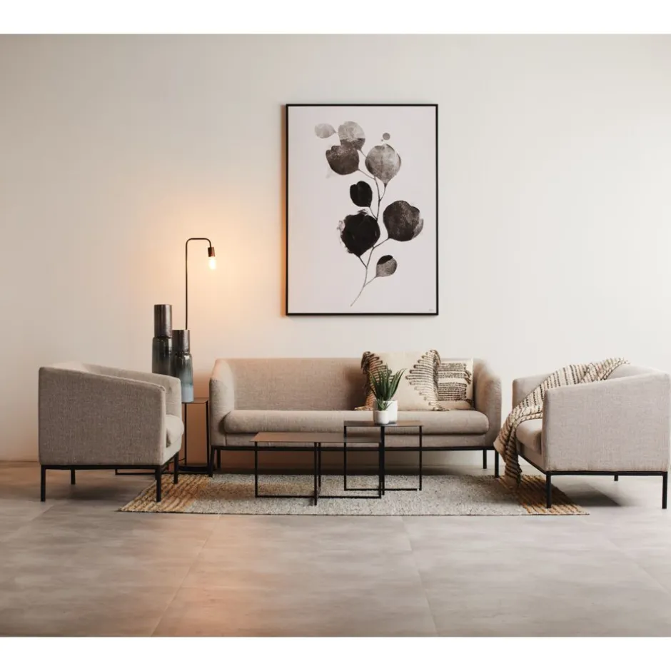 Pomax Canapés-CONY - canapé 1 place - tissu / métal - L 90 x W 73,5 x H 74 cm - gris clair