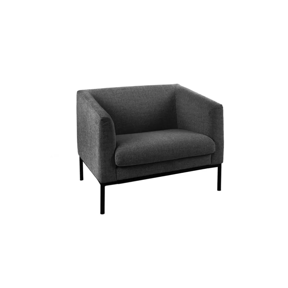 Pomax Canapés-CONY - canapé 1 place - tissu / métal - L 90 x W 73,5 x H 74 cm - gris foncé