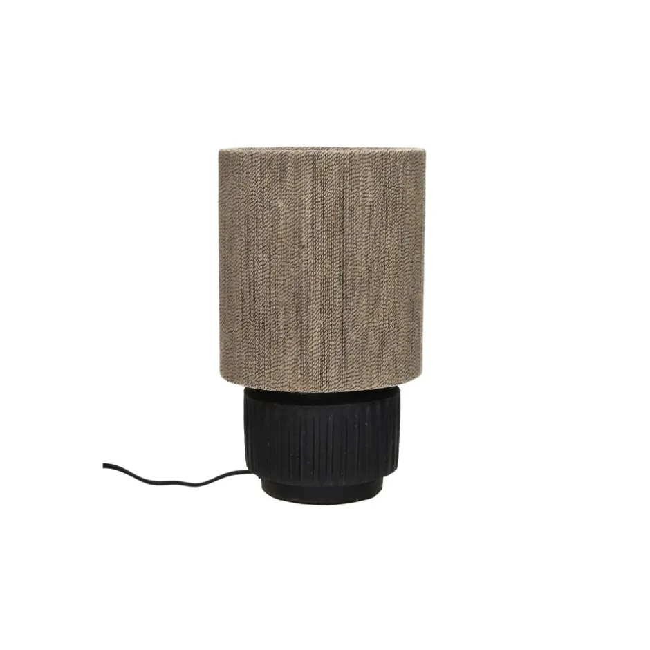 Pomax Lampes De Table-CORDOBA - lampe de table - terracotta / jute - DIA 18 x H 30 cm - noir