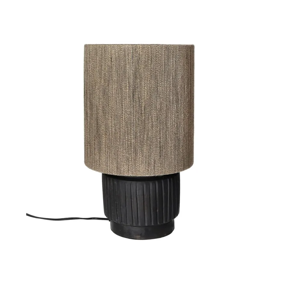 Pomax Lampes De Table-CORDOBA - lampe de table - terracotta / jute - DIA 25 x H 42 cm - noir