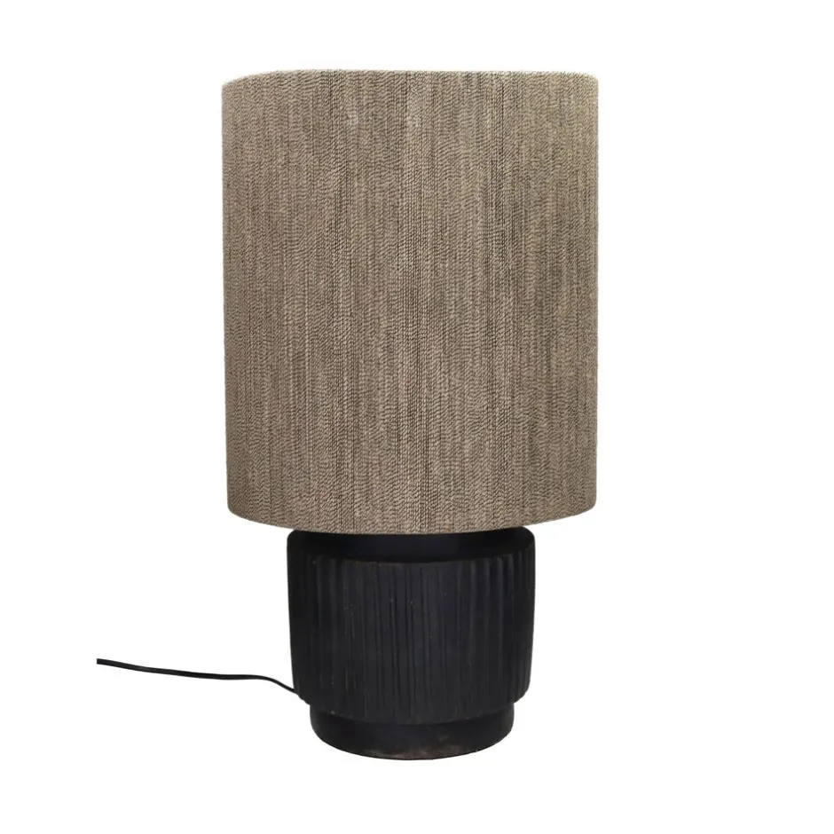 Pomax Lampes De Table-CORDOBA - lampe de table - terracotta / jute - DIA 32 x H 57 cm - noir
