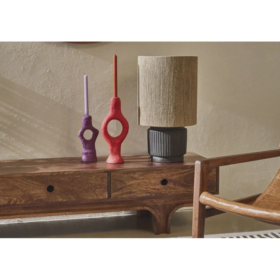 Pomax Lampes De Table-CORDOBA - lampe de table - terracotta / jute - DIA 25 x H 42 cm - noir