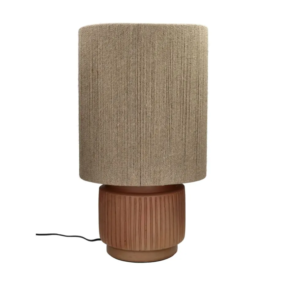 Pomax Lampes De Table-CORDOBA - lampe de table - terracotta / jute - DIA 32 x H 57 cm - terracotta