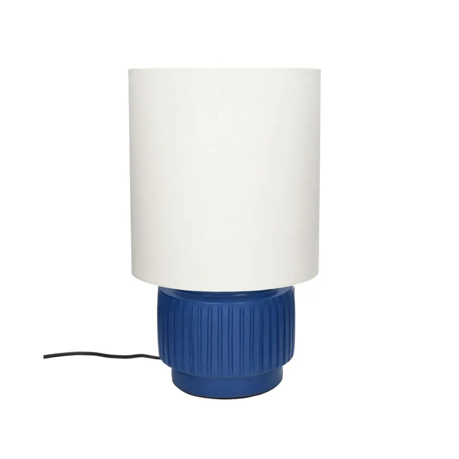 Pomax Lampes De Table-CORDOBA - lampe de table - terracotta / lin - DIA 25 x H 44 cm - bleu