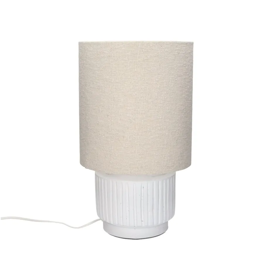 Pomax Lampes De Table-CORDOBA - lampe de table - terracotta / tissu - DIA 25 x H 44 cm - blanc