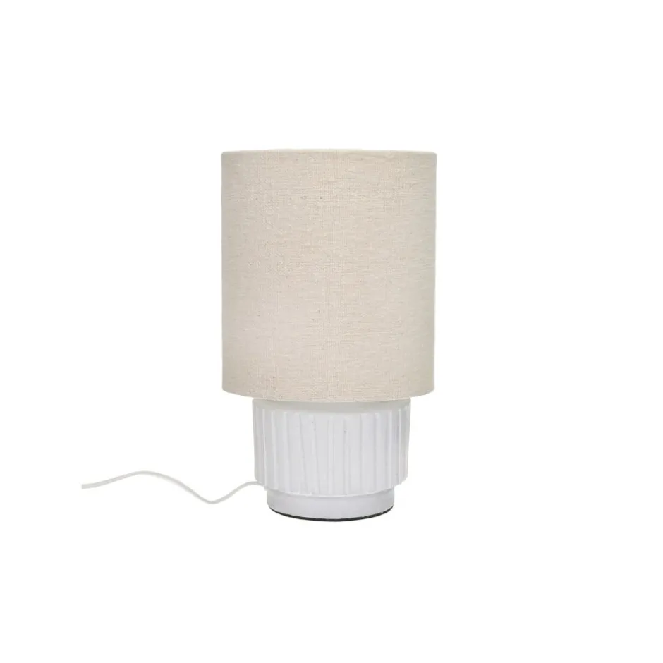 Pomax Lampes De Table-CORDOBA - lampe de table - terracotta / tissu - DIA 18 x H 31 cm - blanc
