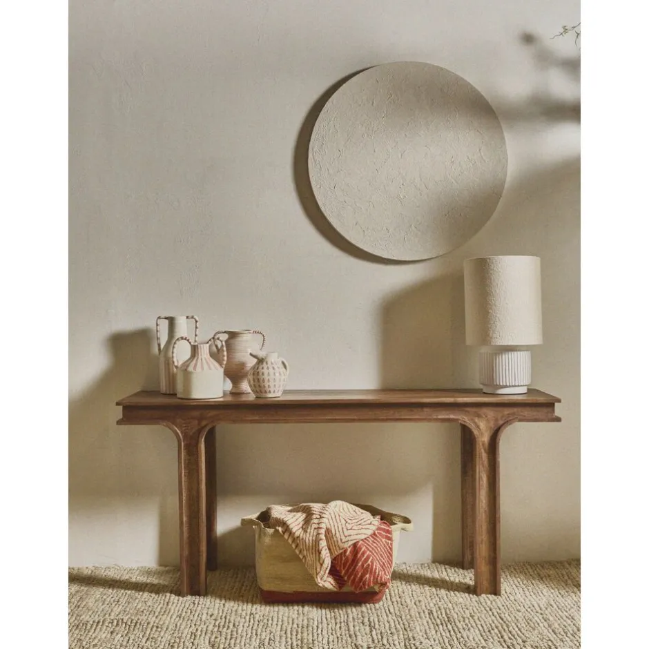 Pomax Lampes De Table-CORDOBA - lampe de table - terracotta / tissu - DIA 25 x H 44 cm - blanc
