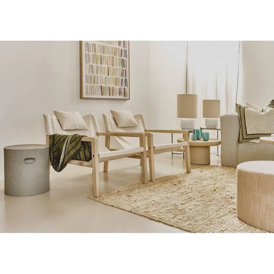 Pomax Lampes De Table-CORDOBA - lampe de table - terracotta / tissu - DIA 25 x H 44 cm - blanc