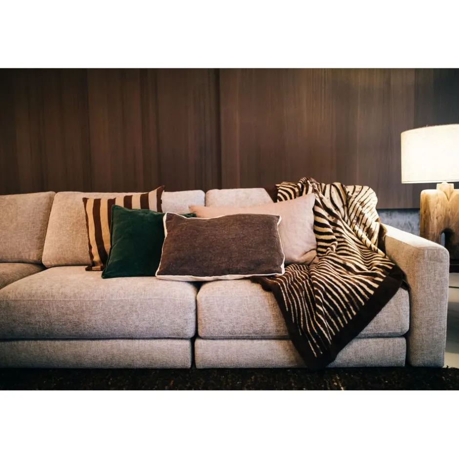 Pomax Plaids-CORFINO - couverture - coton / acrylique - L 200 x W 150 cm - brun
