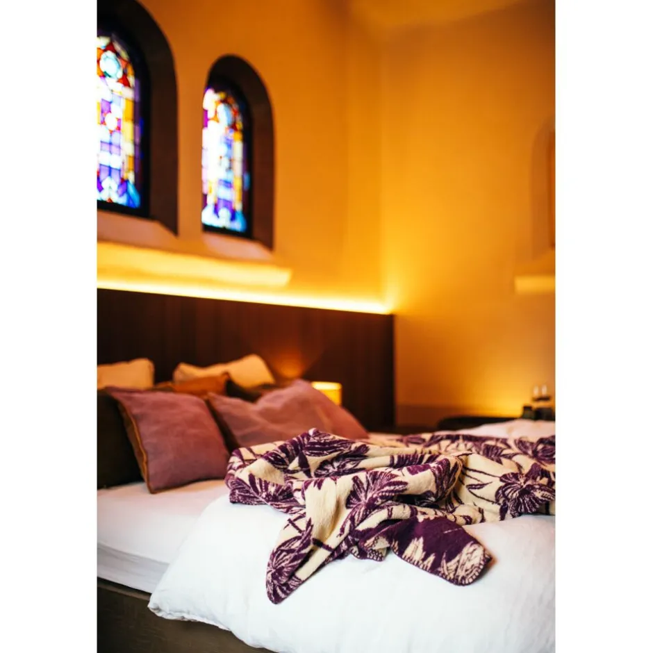 Pomax Plaids-CORFINO - couverture - coton / acrylique - L 200 x W 150 cm - pourpre