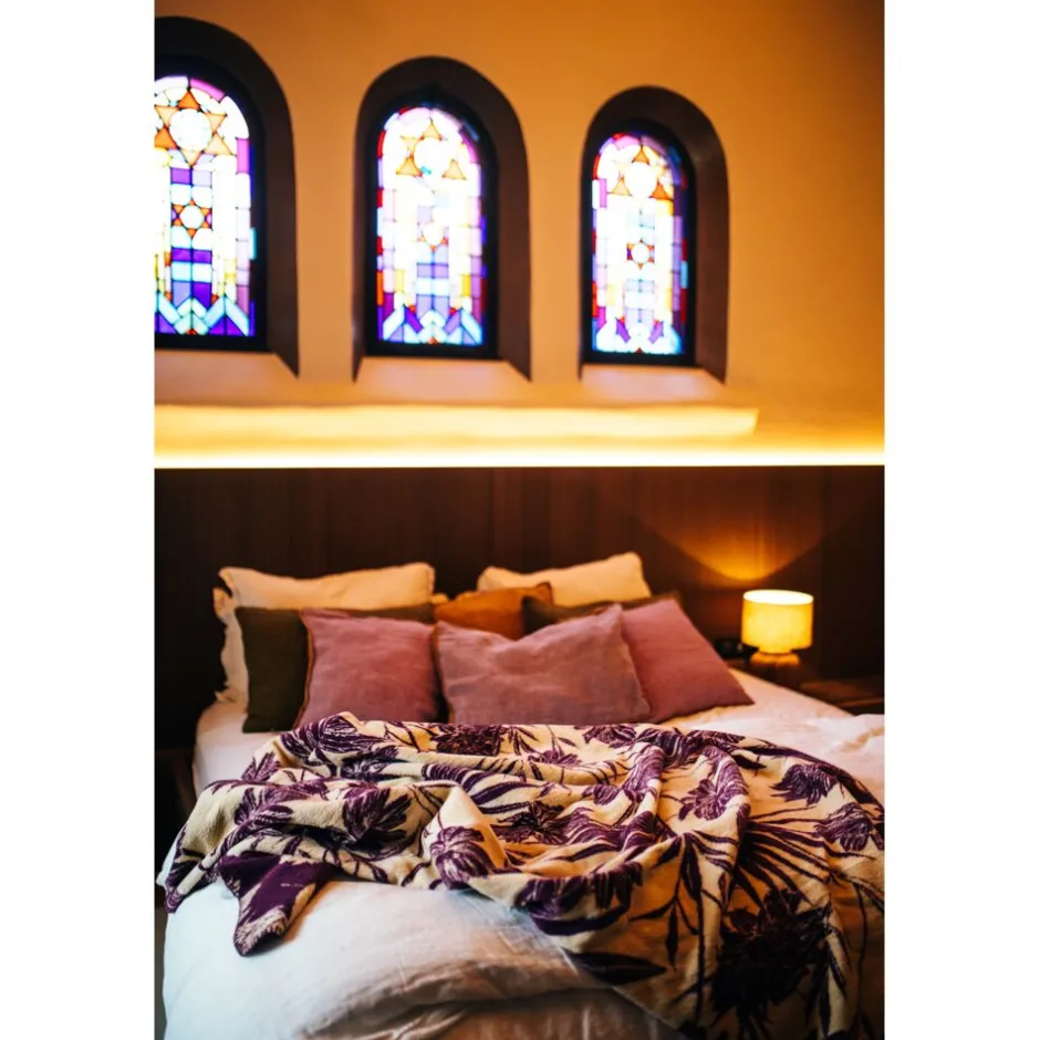 Pomax Plaids-CORFINO - couverture - coton / acrylique - L 200 x W 150 cm - pourpre