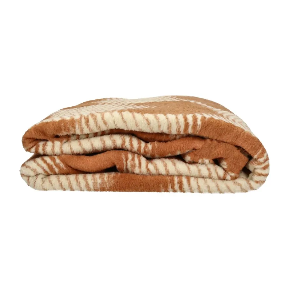 Pomax Plaids-CORFINO - couverture - coton / acrylique - L 200 x W 150 cm - rouille
